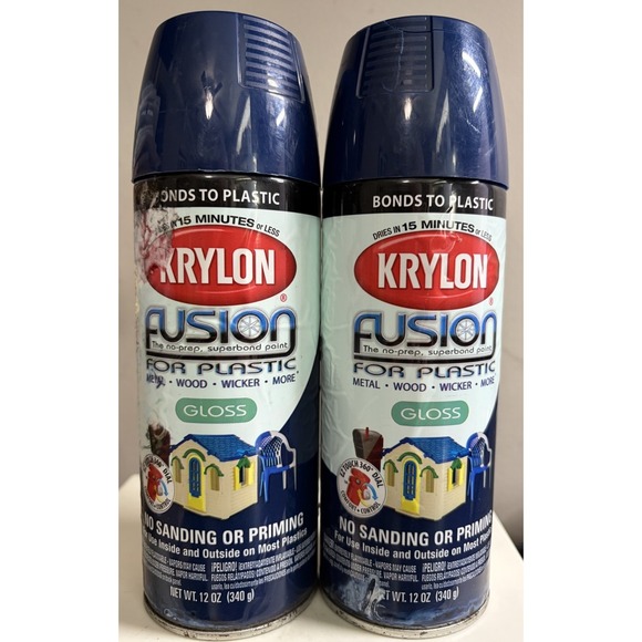 Krylon Other - 2X Krylon 2326 Navy Gloss Fusion Spray Paint for Plastic Wood 12oz